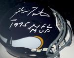Fran Tarkenton Signed Minnesota Vikings 1975 NFL MVP Mini Helmet