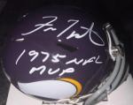 Fran Tarkenton Signed Minnesota Vikings 1975 NFL MVP Mini Helmet