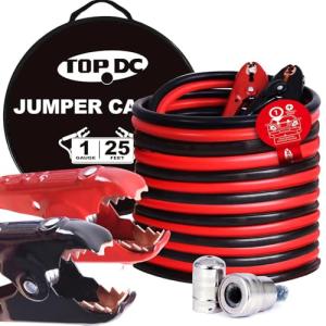 1 Gauge 25ft Heavy Duty Jumper Cables for Vehicles