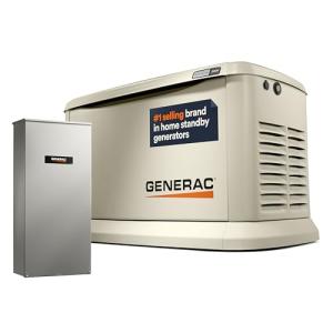 Generac Guardian 26kW Home Standby Generator with 200 Amp Transfer Switch - Automatic Whole House Backup Power for Storms, Emergencies, and Outages, WiFi Enabled, Runs on Natural Gas or Liquid Propane