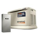 Generac Guardian 26kW Home Standby Generator with 200 Amp Transfer Switch - Automatic Whole House Backup Power for Storms, Emergencies, and Outages, WiFi Enabled, Runs on Natural Gas or Liquid Propane