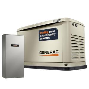 Generac Guardian 10kW Home Standby Generator with 100 Amp Transfer Switch - Automatic Whole House Backup Power for Storms, Emergencies, and Outages, WiFi Enabled, Runs on Natural Gas or Liquid Propane