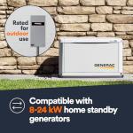 Generac 200 Amp Single Phase Generator Automatic Transfer Switch - Service Entrance Rated - NEMA 3R Outdoor Rated Aluminum Enclosure - Power Management for Indoor and Outdoor Use