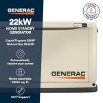 Generac Guardian 22kW Home Standby Generator with 200 Amp Transfer Switch - Automatic Whole House Backup Power for Storms, Emergencies, and Outages, WiFi Enabled, Runs on Natural Gas or Liquid Propane
