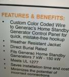 GENERAC GENERATOR  10 WIRE CONTROL CABLE (25-200 Feet) SAVE MONEY EASY WIRING