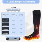 Heated Socks for Men Women - Rechargeable, Washable, Electric Heated Socks Up to 8 Hours Battery with 4 Heating Levels for Hunting, Camping, Hiking, Walking, Fishing, Cycling, Outdoor Work(Black&Gray)