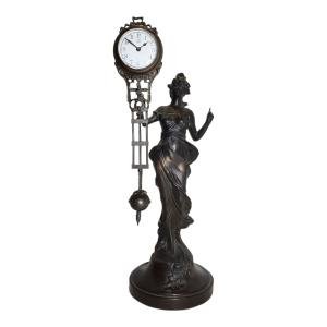 German Junghans Lady Diana Figural Swing Mantel Clock 11" Statue