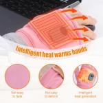 Heated Gloves for Women, Upgraded Smart Thermostatic Electric Heated Fingerless Gloves Rechargeable, Winter Hand Warmer for Work Cycling Skiing Outdoor Snow (Pink, one Size)