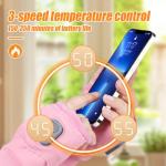 Heated Gloves for Women, Upgraded Smart Thermostatic Electric Heated Fingerless Gloves Rechargeable, Winter Hand Warmer for Work Cycling Skiing Outdoor Snow (Pink, one Size)