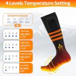 Heated Socks, Heated Socks for Men Women Rechargeable Washable, Up to 8 Hours Battery Electric Socks with 4 Heating Levels for Winter Outdoor Work Skiing Hunting Camping Hiking Fishing Cycling