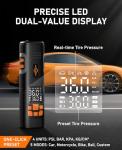 Tire Inflator Portable Air Compressor, 150PSI Air Pump for Car Tires, LED Light & Auto Shutoff, Cordless Electric Bike Tire Pump with Digital Pressure Gauge for Car, Motorcycle, Bicycle, Ball