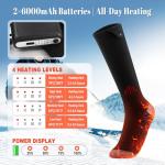 Heated Socks for Men Women Rechargeable,APP Control Mobile Warming Heated Socks Foot Leg Warmers,6000mAh*2 Battery Electric Heated Skiing Hunting Camping Fishing Cycling Socks Washable (L)