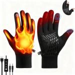 FLLVILLEY USB Heated Gloves for Women Fast Heating Gloves, 3-Temperature Electric Heated Glove, Touchscreen Heating Warm Glove USB Heat Mittens for Skiing, Cycling, Driving, Work (Winter Gifts Idea)