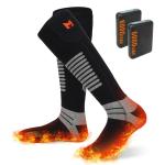 PEKWZIZ Heated Socks, 5V 6000mAh Rechargeable Heated Socks for Men Women, Electric Heated Socks with 4 Heating Levels for Outdoors Working Skating Skiing Hunting Hiking Cycling