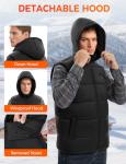TODWARM Men Heated Vest with 16000mAh Battery Pack Included, Detachable Hood Sleeveless Electric Warming Jacket for Winter Hiking Cycling, L