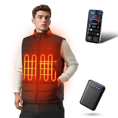 Bopoid Heated Vest for Men with APP Control, Lightweight Electric Mens Heated Vest with 12V Battery Pack for Winter Cycling (Size XXL)