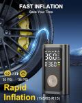 Ripom Tire Inflator Portable Air Compressor - Fast Inflation Cordless Air Pump for Car Tires, 150PSI Electric Bike Tire Pump with Digital Pressure Gauge, LED Light for Car, Motorcycle, Bike, Ball