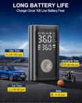 Ripom Tire Inflator Portable Air Compressor - Fast Inflation Cordless Air Pump for Car Tires, 150PSI Electric Bike Tire Pump with Digital Pressure Gauge, LED Light for Car, Motorcycle, Bike, Ball