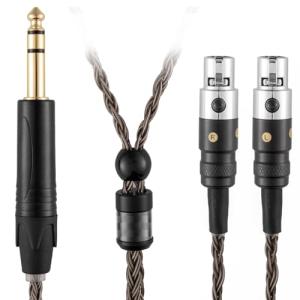 SYRNARN 6.35mm Stereo Headphone Cable Compatible with AUDEZE LCX-X LCD-XC LCD2 LCD3 LCD4 - MEZE Empyrean, Elite, Empyrean 16 Core Replacement Cord (with 6.35mm Stereo, 1.5Meters/5ft)