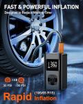KIAIR Tire Inflator Portable Air Compressor - Fast Cordless Air Pump for Car Tires, 150 PSI Electric Bike Tire Pump with LED Light and Digital Pressure Gauge for Motorcycle, Auto, Ball, Bicycle