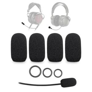 Voarmaks 4-Pack Mic Foam Covers Compatible with Audeze LCD GX, Maxwell Gaming Headset, Audeze Penrose, Penrose X, Mobius, HyperX Cloud Orbit S Gaming Headsets + 12 O-Rings in 3 Sizes