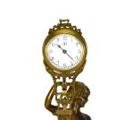 German Junghans Style Brass Elegant Lady Figure Swinging Clock w Porcelain Dial