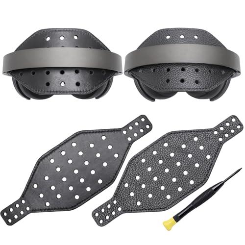 Voarmaks Super Wide Hexagon Genuine Leather Headband Strap-Compatible with Audeze Maxwell Gaming Headset & MM-100 Professional Headphone, Reversible Double-Sided Cattlehide & Lambskin Leather