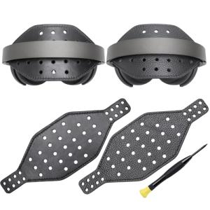 Voarmaks Super Wide Hexagon Genuine Leather Headband Strap-Compatible with Audeze Maxwell Gaming Headset & MM-100 Professional Headphone, Reversible Double-Sided Cattlehide & Lambskin Leather