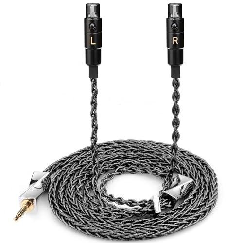 Fezzlo Audio Cable,8N Single Crystal Silver-Plated Mixed Cord Compatible with Audeze LCD-3 LCD-4 LCD-X LCD-XC MEZE Empyrean Elite Kennerton Thror Vali Headphone 3.5mm Plug, Dark Grey