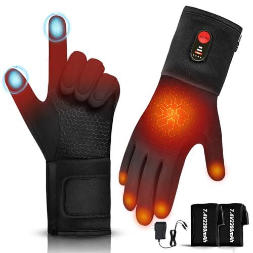 Hfshimlux Heated Gloves for Women-2200mAh 3 Levels Temperature Control 6 Hours Heating Thin Electric Heated Warm Gloves Suitable for Daily Warmth Keeping Cycling Chores in Winter(Black, M-L)