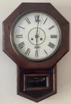 Junghans German Art Deco Schoolhouse Gong Chime 8 Day Wall Clock w/ Key Antique