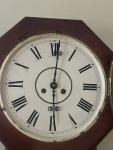 Junghans German Art Deco Schoolhouse Gong Chime 8 Day Wall Clock w/ Key Antique