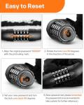 Sportneer Bike Lock: 5 Digit Combination High Security Anti Theft Bike Chain Lock - 3.2/3.6/4ft Heavy Duty Keyless Bicycle Lock for Bike Motorcycle Scooter Door & Gate - Easy to Use, Bike Accessories