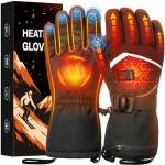 Heated Gloves, Rechargeable Heated Gloves for Men Women, Waterproof Electric Heating Ski Gloves with Touchscreen for Cold Weather Motorcycle Skiing Snowboarding Hiking Hunting Gifts (Black,L)