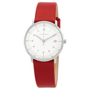 JUNGHANS max Bill Damen Watch | Stainless Steel | White Dial | Red Strap