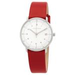 JUNGHANS max Bill Damen Watch | Stainless Steel | White Dial | Red Strap