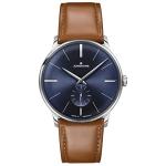 Junghans Meister Hand-Winding Mens Mechanical Watch - 38mm Blue Face Stainless Steel Brown Leather Band Classic Luxury Watch Made in Germany 027/3504.00