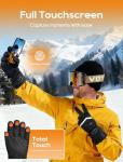 Heated Gloves, Rechargeable Heated Gloves for Men Women, Waterproof Electric Heating Ski Gloves with Touchscreen for Cold Weather Motorcycle Skiing Snowboarding Hiking Hunting Gifts (Black,M)