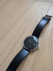 JUNGHANS Max Bill Automatic 027.4701 Mens Watch Black Dial Leather Strap