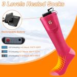 MMlove Heated Socks for Girls,3 Heat Settings, 4000mAh Battery, Electric Heated Socks for Teenagers Youth, Rechargeable Foot Warmers, Washable for Skiing,Camping,Snowboarding,Hiking,Cycling