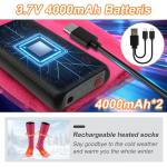 MMlove Heated Socks for Girls,3 Heat Settings, 4000mAh Battery, Electric Heated Socks for Teenagers Youth, Rechargeable Foot Warmers, Washable for Skiing,Camping,Snowboarding,Hiking,Cycling