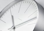 Junghans Max Bill Clock.30cm diam. Stainless Steel case. Quartz Movement. Mineral Glass face with Marker Bars.