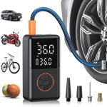 NUSTE Tire Inflator Portable Air Compressor - 150PSI Electric Bike Pump, Auto Shut Off & Digital Pressure Gauge, Cordless Air Pump for Car Tires, Motorcycles, Balls with LED Light