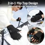 yoostooper Rechargeable Electric Heated Gloves for Men & Women, Flip Top Design, Full & Half Hand Heating & Fingerless Option, Perfect for Cold Weather Work, Cycling, Skiing & Outdoor Snow