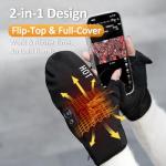 yoostooper Rechargeable Electric Heated Gloves for Men & Women, Flip Top Design, Full & Half Hand Heating & Fingerless Option, Perfect for Cold Weather Work, Cycling, Skiing & Outdoor Snow