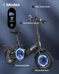 DYU Electric Bike for Adults Teens, Folding Electric Bicycle,Commuter City E-Bike with 350W Motor and 36V 7.5Ah Battery,3 Levels Assist, Dual Disc Brakes,14" Foldable ebike with Pedals