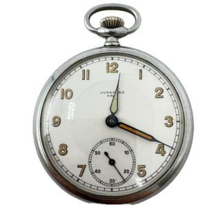 Antique 50mm Junghans 15 Jewel Mechanical Pocket Watch 47B/1 Chrome Running