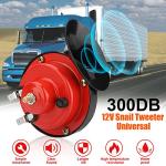 2PCS 300DB Super Loud Train Horns, 12V Waterproof Air Horns Replacement Kit, Car Air Electric Snail Double Horn, Automotive Accessories Universal for Car, Motorcycle, Truck, Bike, Boat (Red)