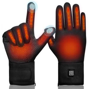 Heated Gloves for Men Women, Electric Heated Gloves with 3200mAh Rechargeable Battery, Lightweight Hand Warmers for Winter, Skiing, Motorcycle, Hunting, Cycling (Black, S)