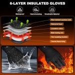 Heated Gloves for Men Women, Electric Heated Gloves with 3200mAh Rechargeable Battery, Lightweight Hand Warmers for Winter, Skiing, Motorcycle, Hunting, Cycling (Black, S)